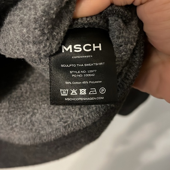 MSCH COPENHAGEN SMALL Sweatshirt Baggy Oversized Dk Gray White Colorblock - Picture 6 of 8